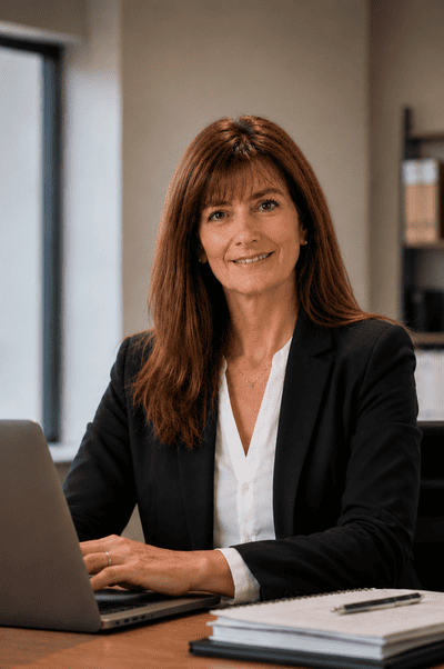 Valerie DE WILDE consultante achat devant son bureau (2) Valerie DE WILDE consultante achat devant son bureau (2)